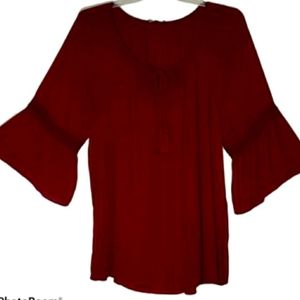 Zac&Rachel plum plus size 3x laced sleeves pullover blouse.